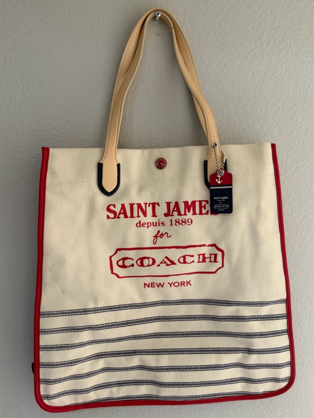 Coach - St Saint James - Nautical - Legacy Weekend - Canvas Tote Bag - White Red - Picture 2 of 5